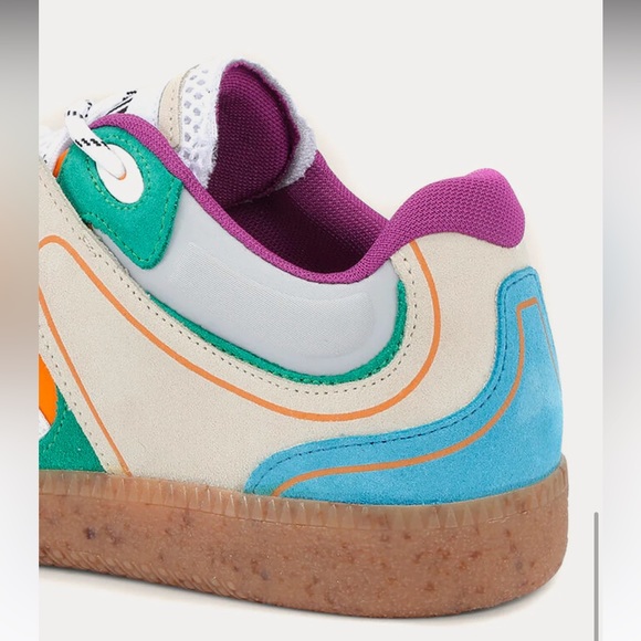 Ganni Retro Colorblock Low-Top Sneakers 39 US 8.5 NIB Orange Blue - Picture 5 of 13